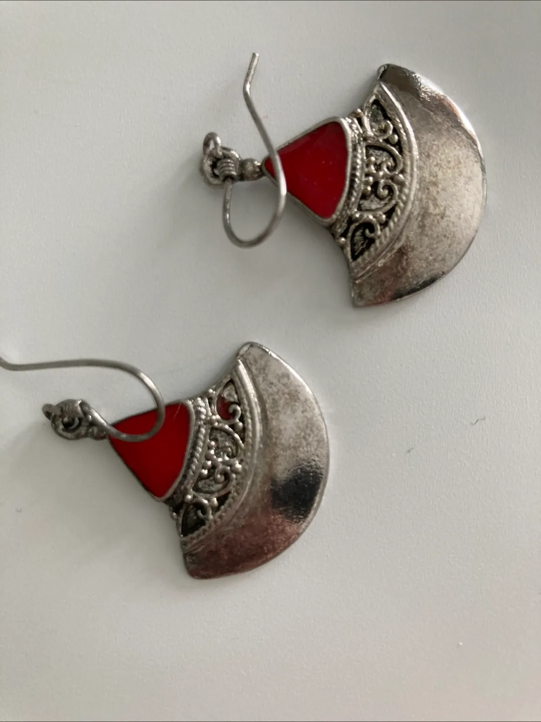 Red & Silver Drop Earrings thumbnail