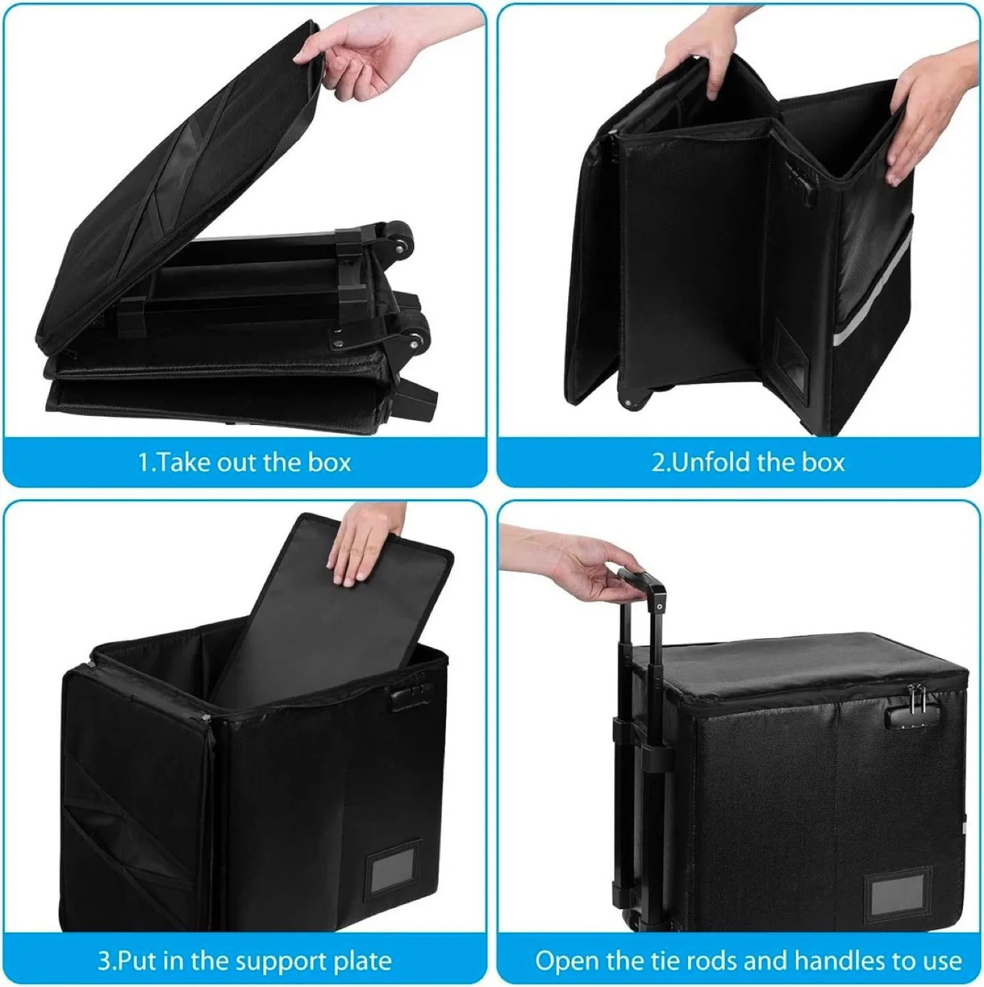 Fire&water proof File Box with Wheels and Telescopic Handle image indicator(6)