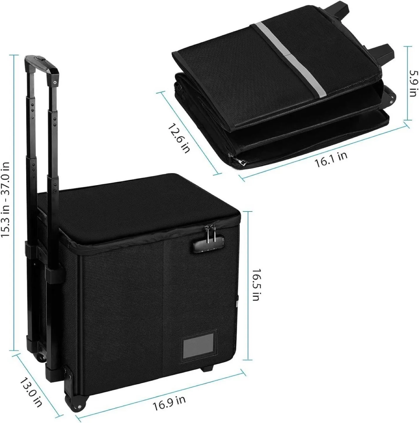 Fire&water proof File Box with Wheels and Telescopic Handle image indicator(5)