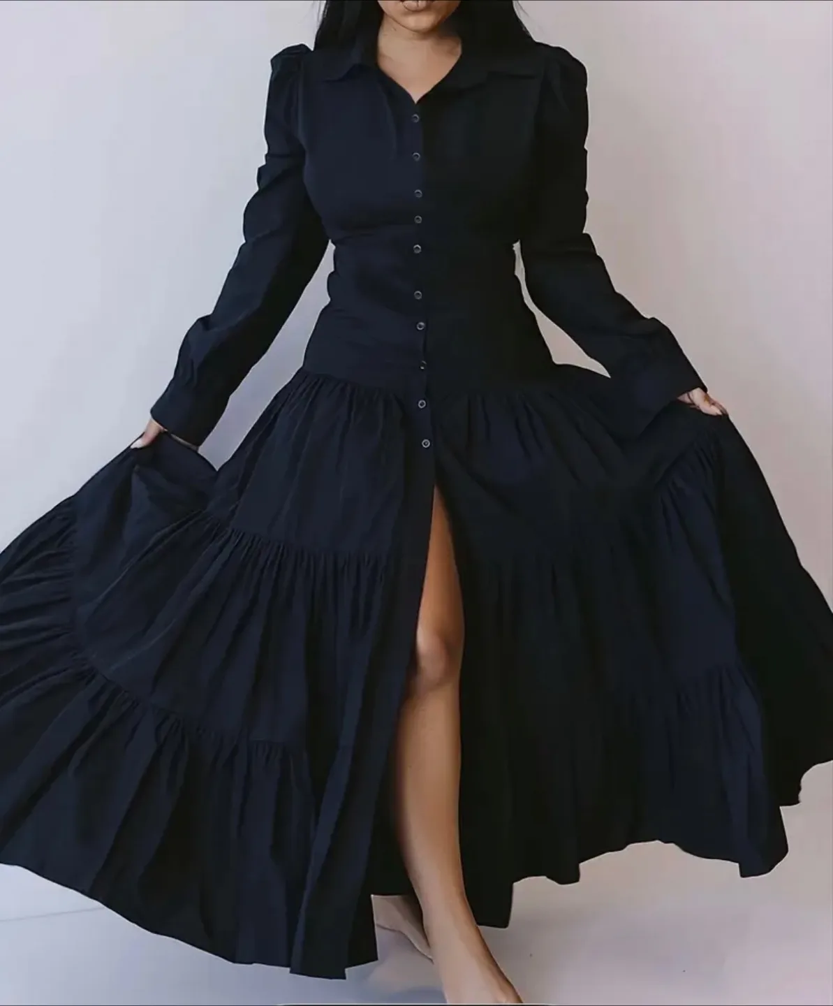Black Tiered Maxi Dress thumbnail
