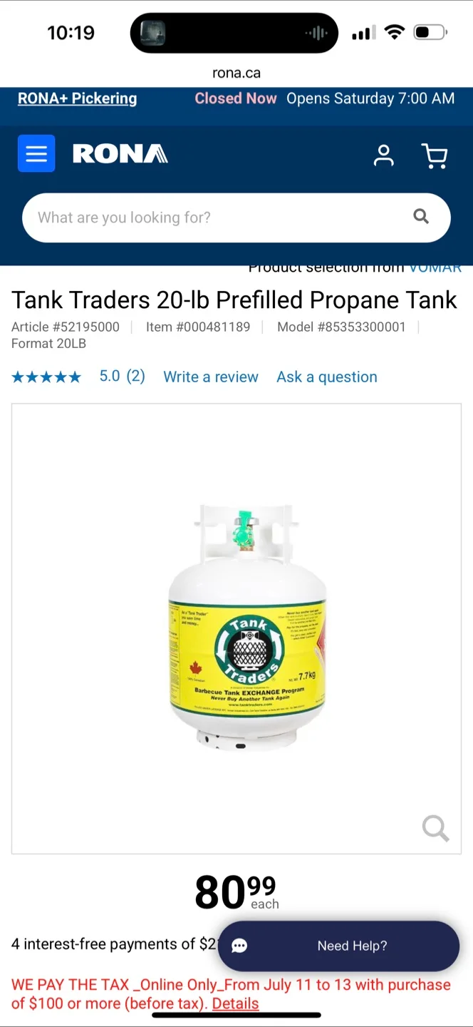 Tank Traders 20-lb Prefilled Propane Tank thumbnail
