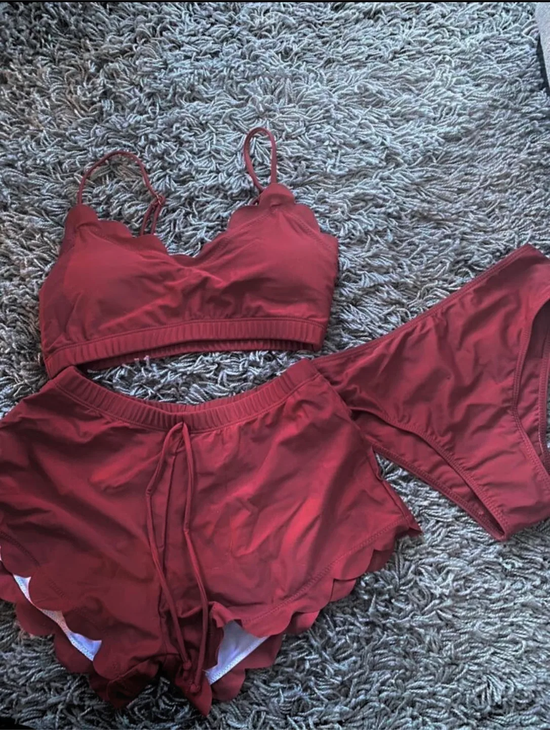 Burgundy 3-piece Swimsuit Set thumbnail