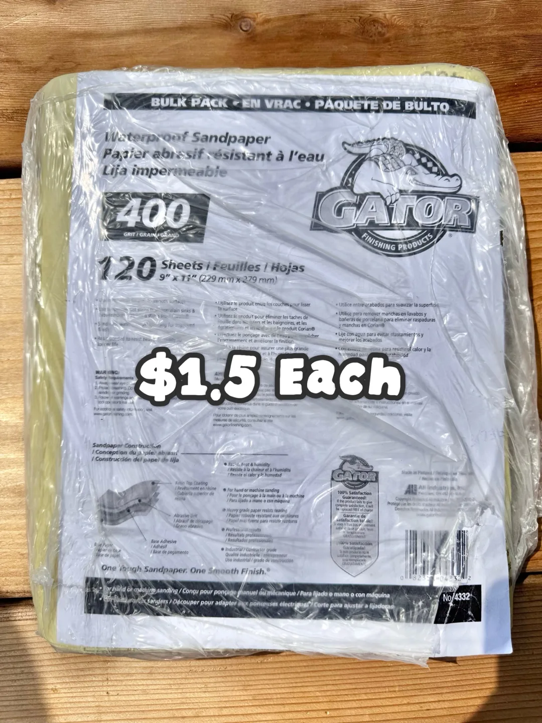 Waterproof Sandpaper - Grit 400 -9”x11” $1.5 Each thumbnail