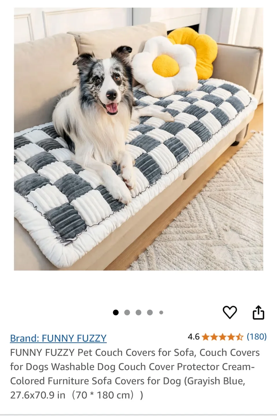 FUNNY FUZZY Pet Couch Cover - Grayish Blue, 70x180cm thumbnail