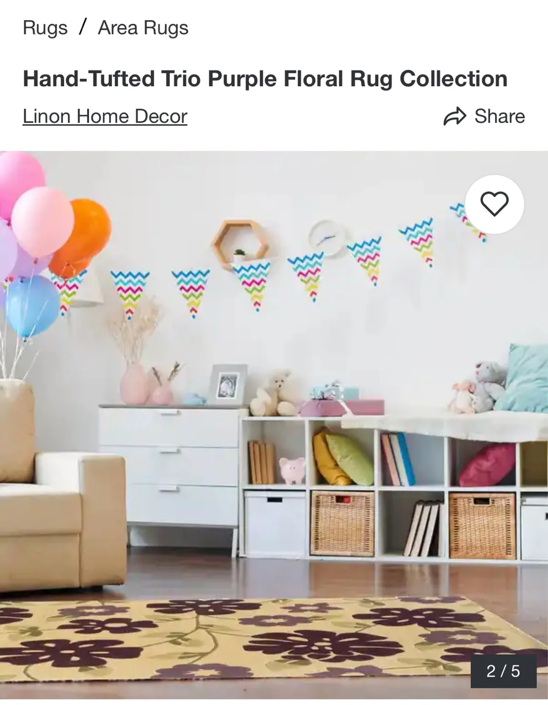 Linon Home Decor Hand-Tufted Trio Floral Rug image indicator(3)