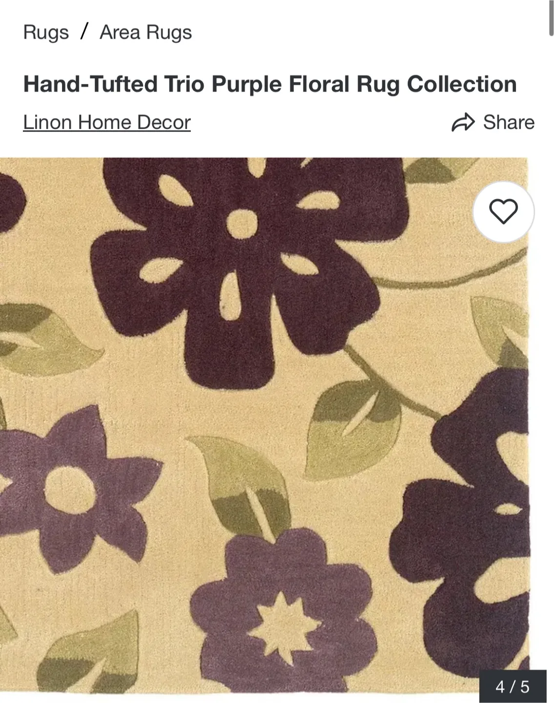 Linon Home Decor Hand-Tufted Trio Floral Rug image indicator(5)