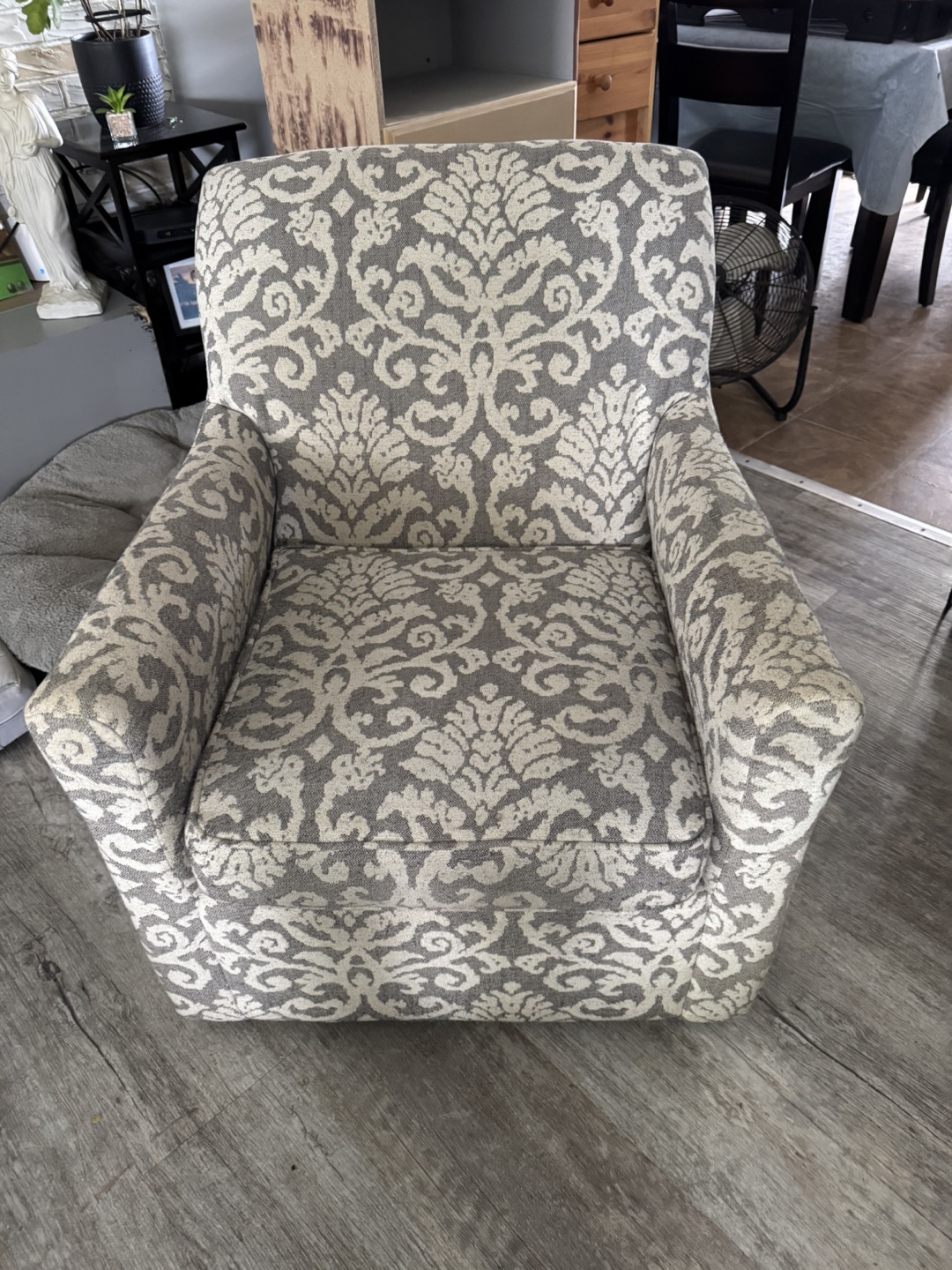 Patterned Armchair - Grey and White