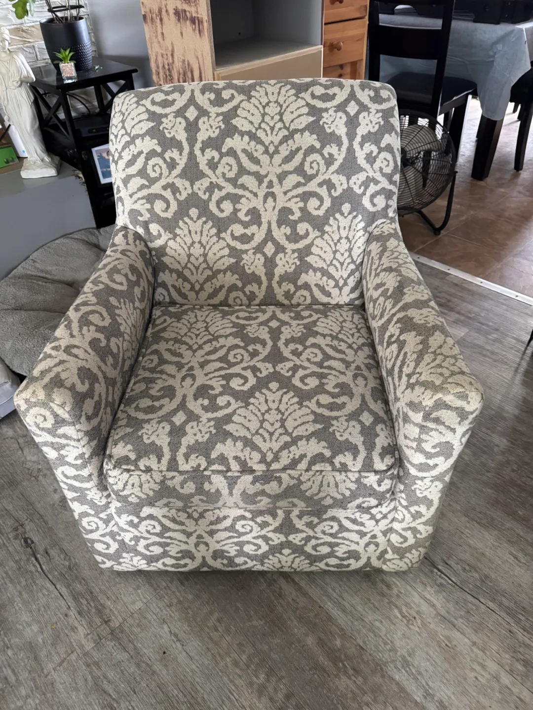 Patterned Armchair - Grey and White thumbnail