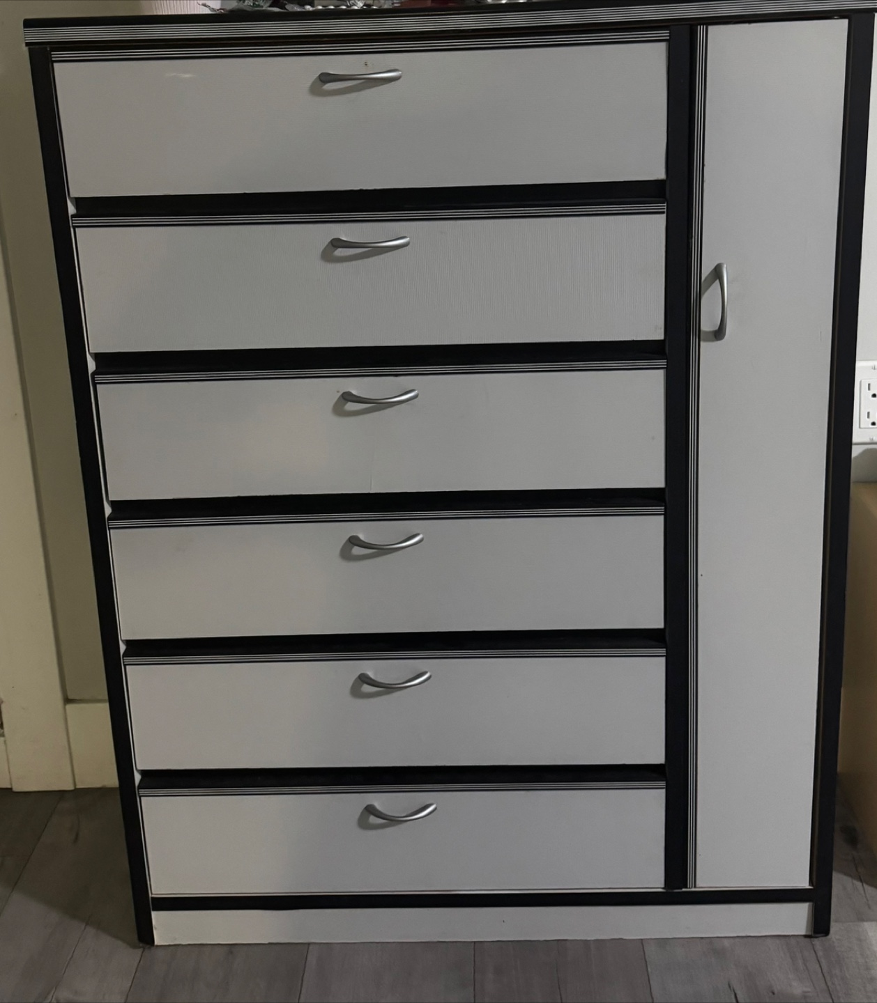 White & Black Shoe Rack with Drawers
