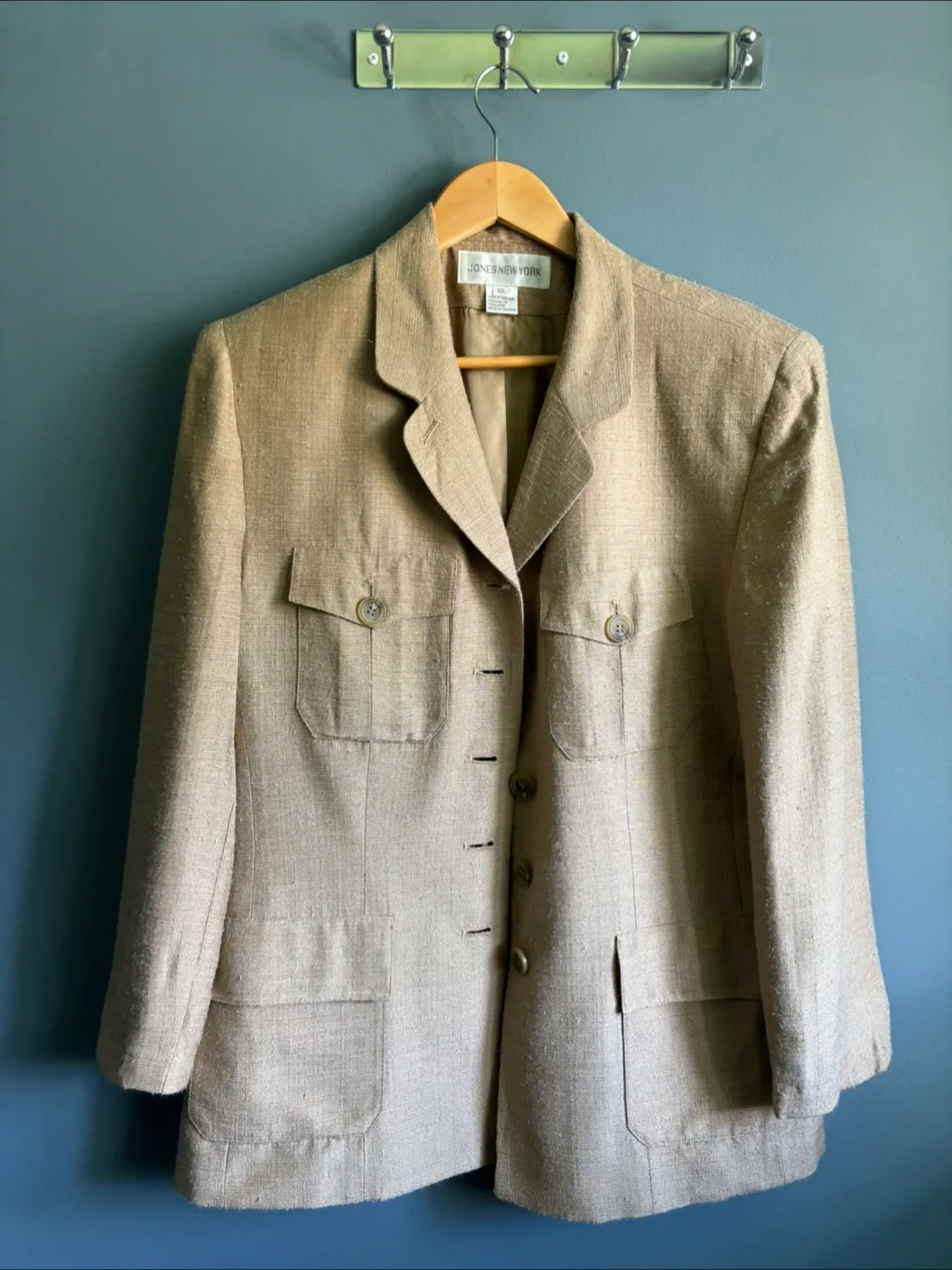 Jones New York Beige Silk Blazer - Size 12 thumbnail