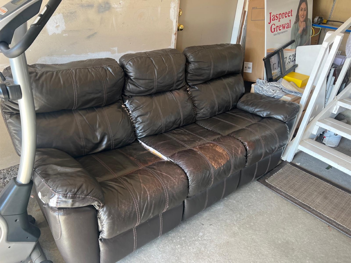 Brown Leather Reclining Sofa