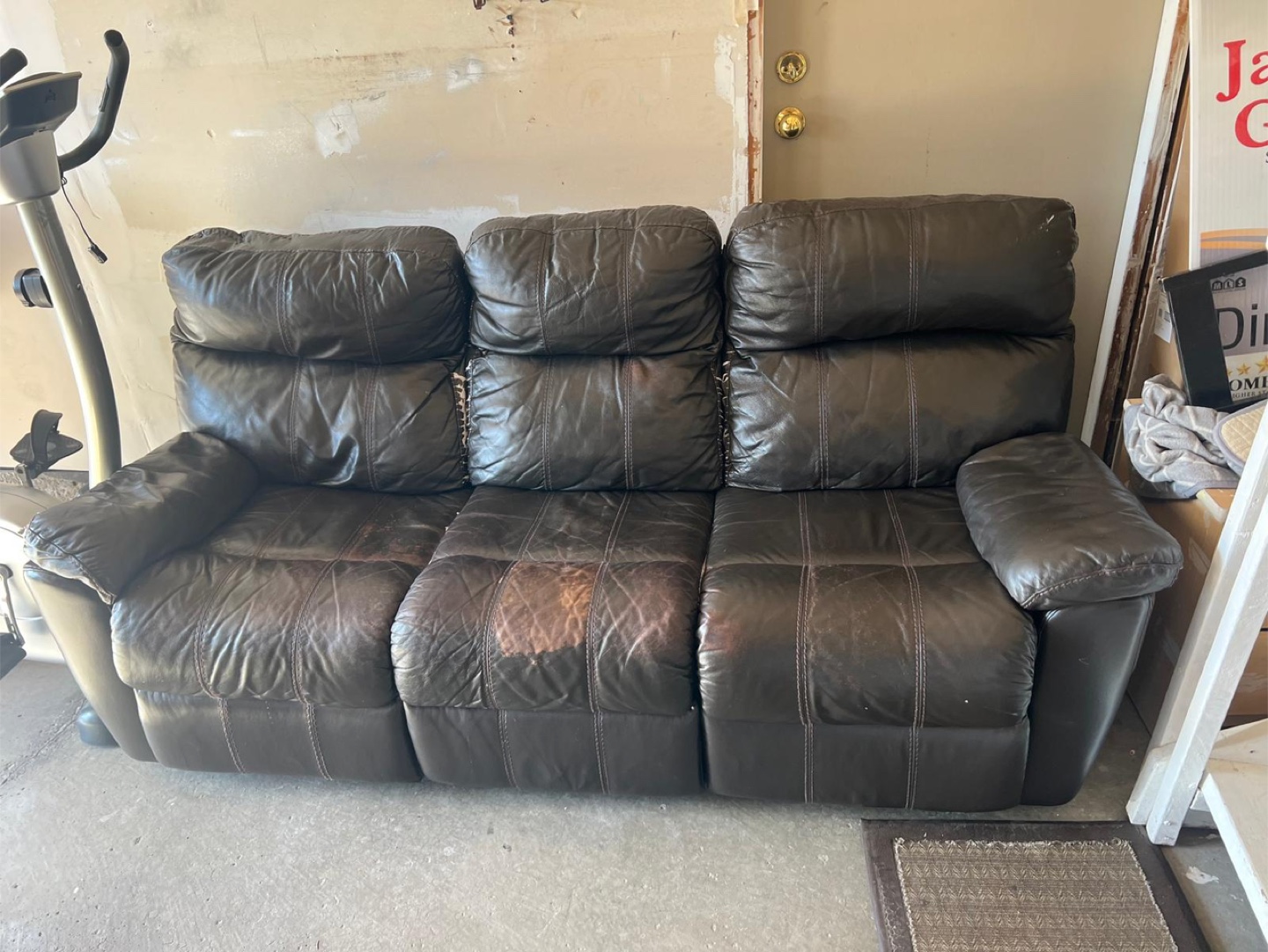 Brown Leather Reclining Sofa - photo 2
