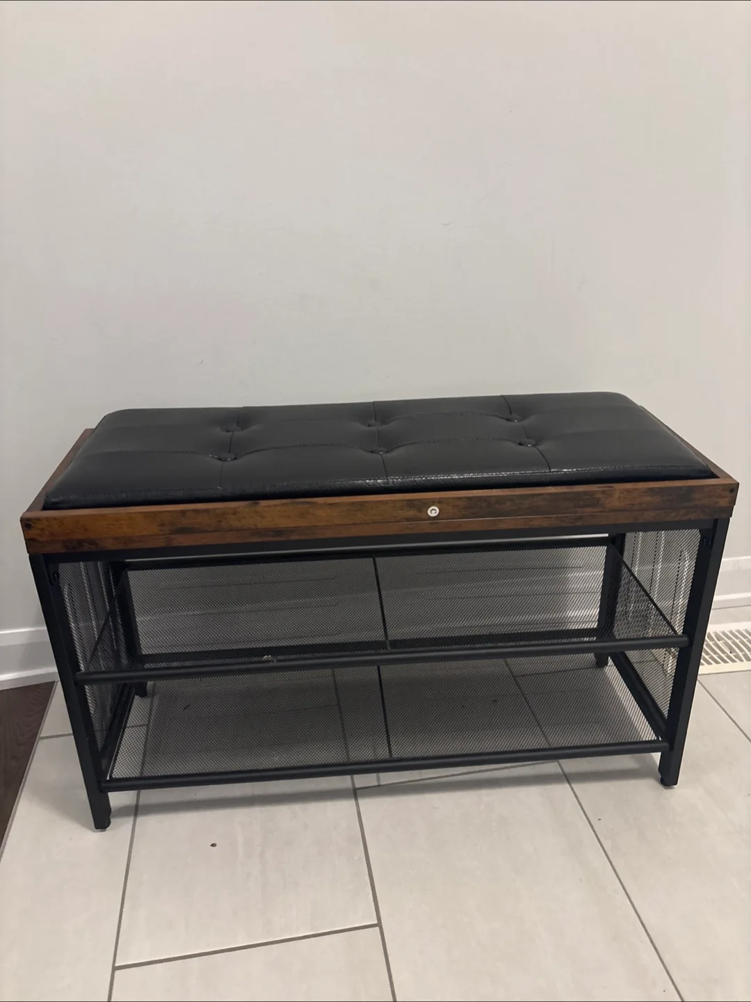 Shoe Bench with Faux Leather Seat thumbnail