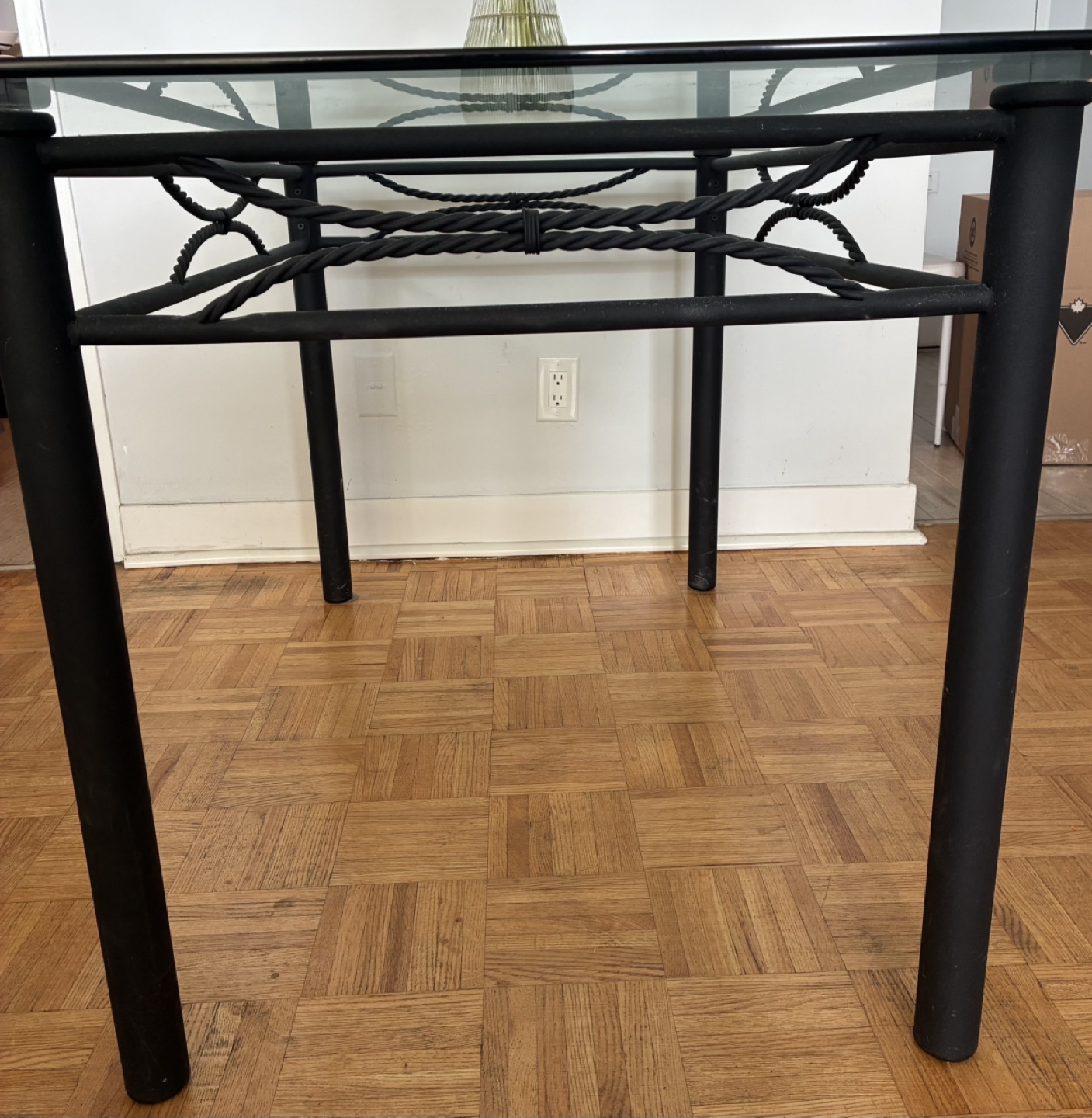 Glass Top Dining Table w/ Black Metal Frame - photo 2
