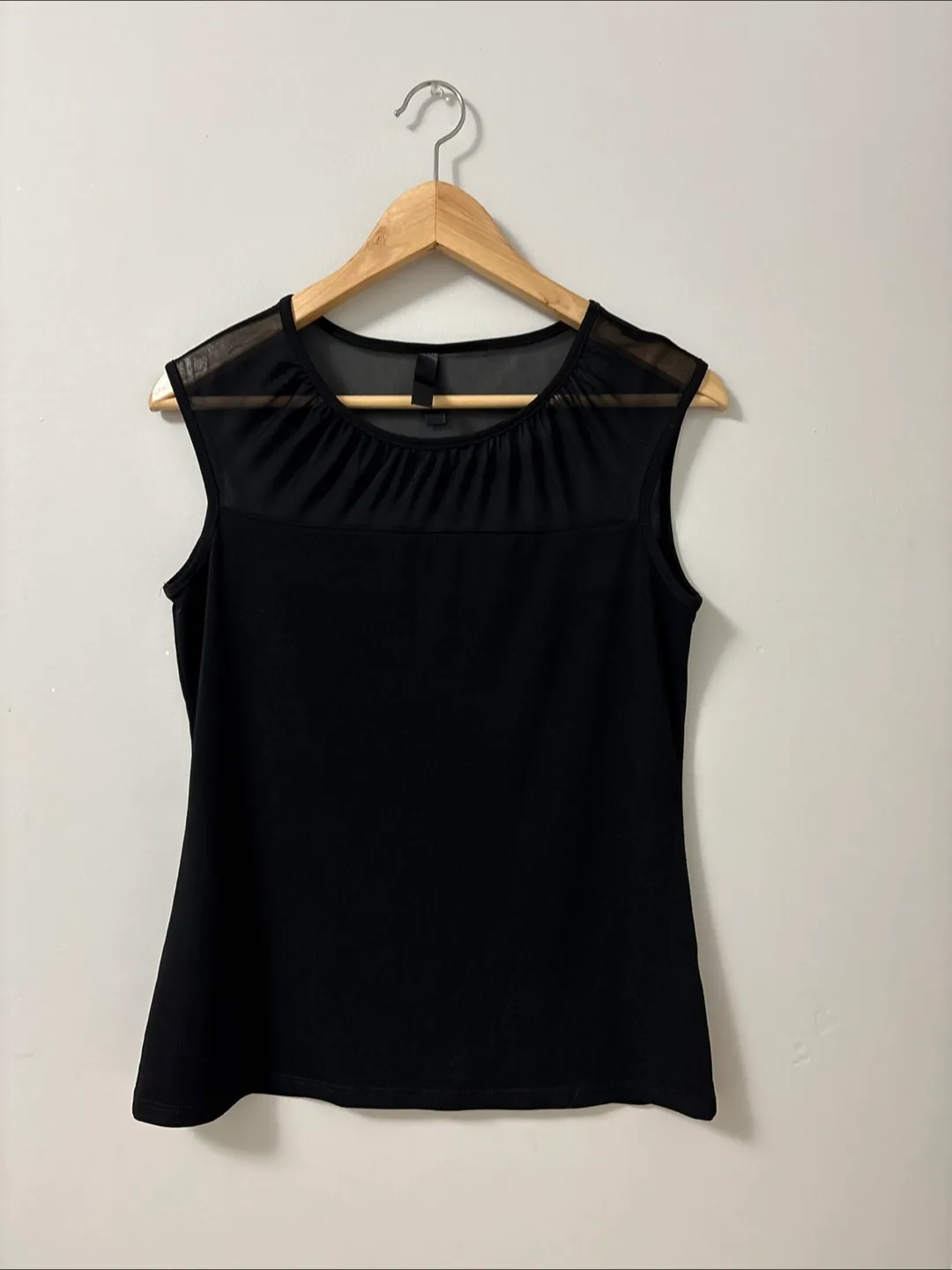 Black Sleeveless Top with Mesh Detail thumbnail