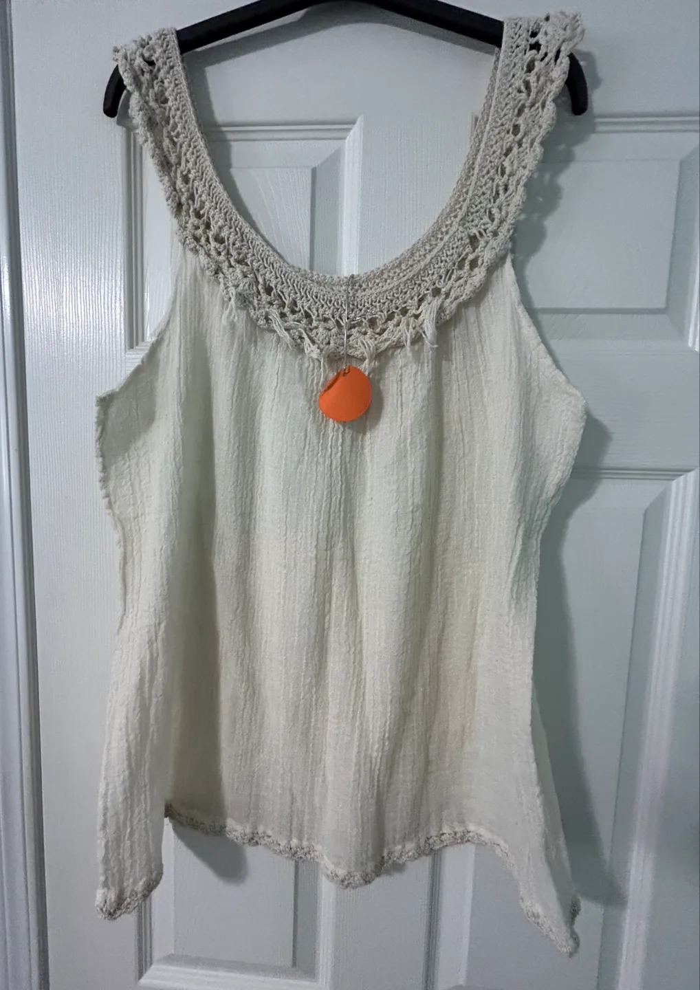 Cream Crochet Tank Top -XL plus thumbnail