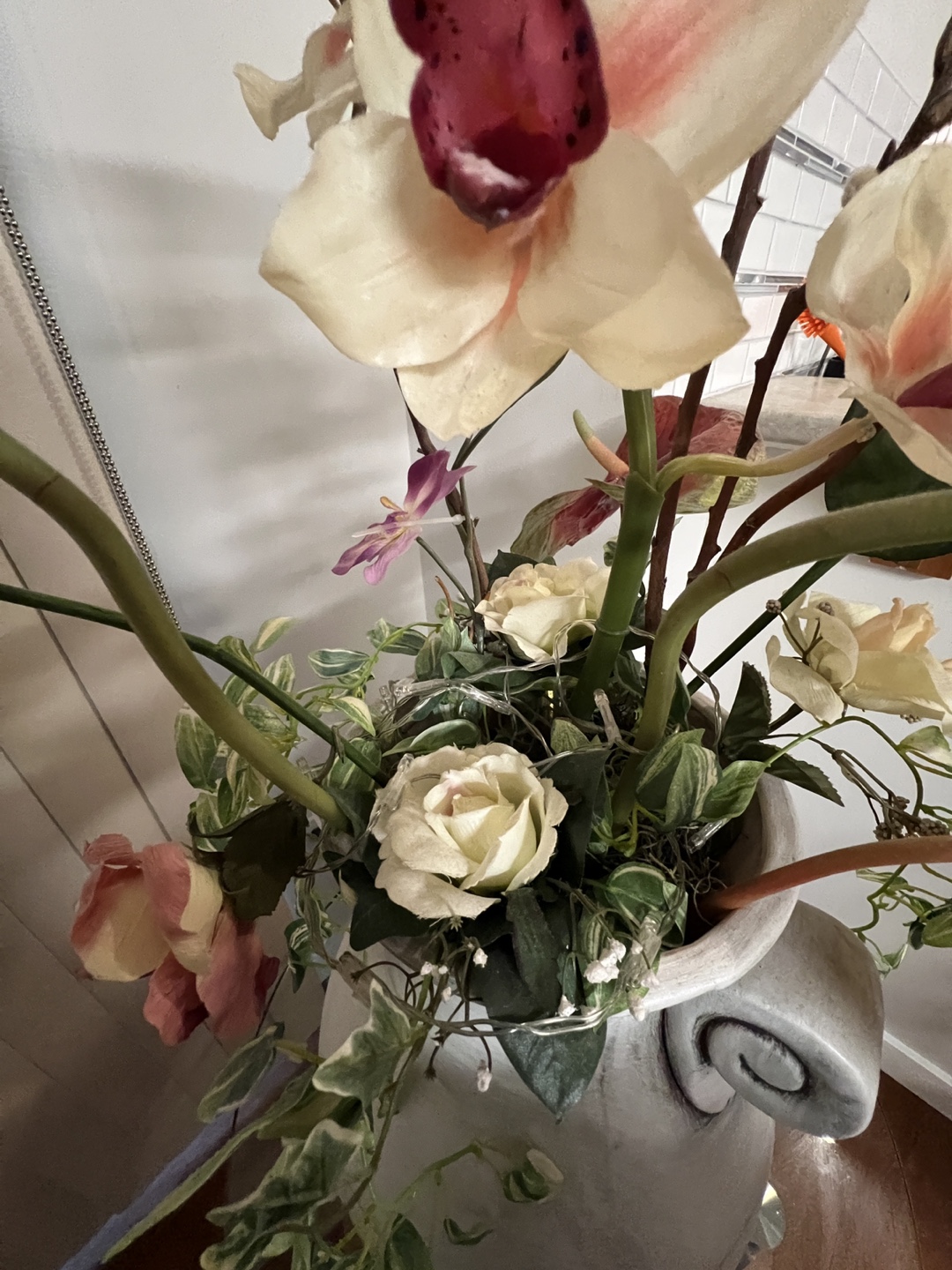 Large Artificial Orchid Floral Arrangement – Ceramic Vase - photo 3