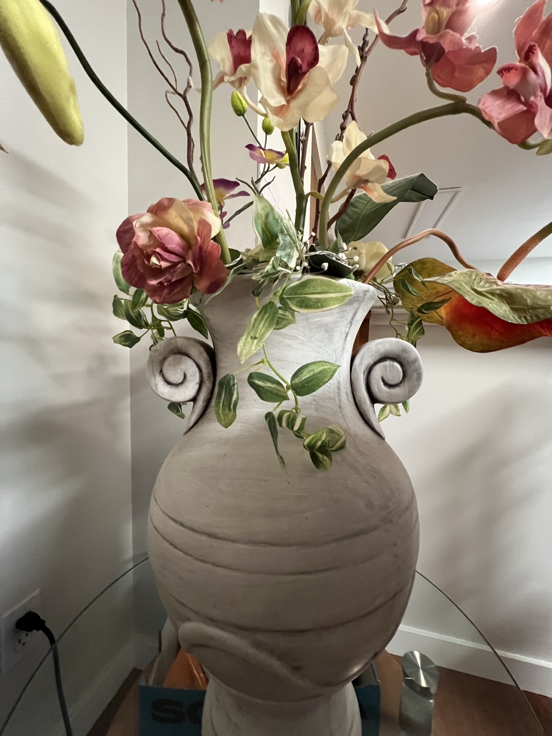 Large Artificial Orchid Floral Arrangement – Ceramic Vase - photo 4