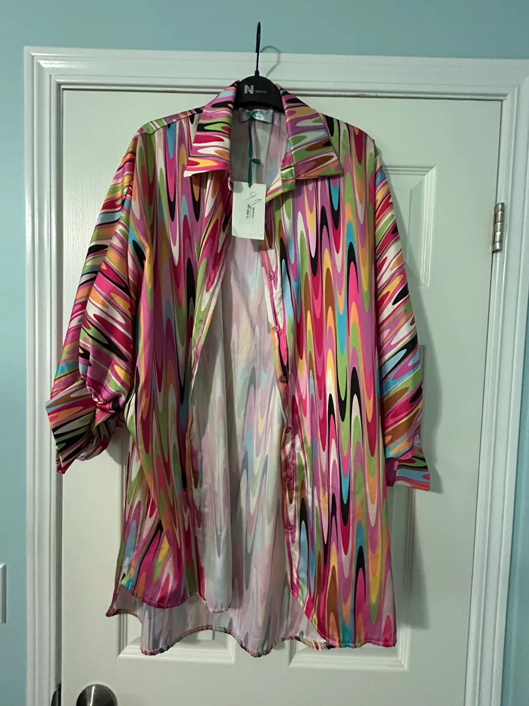 New unique design satin oversize shirt -XL plus thumbnail