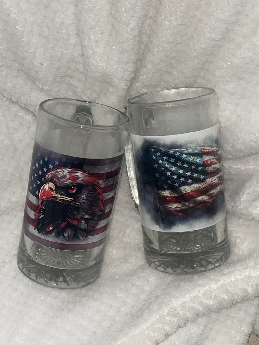 American Flag & Eagle Beer Mugs - Set of 2
