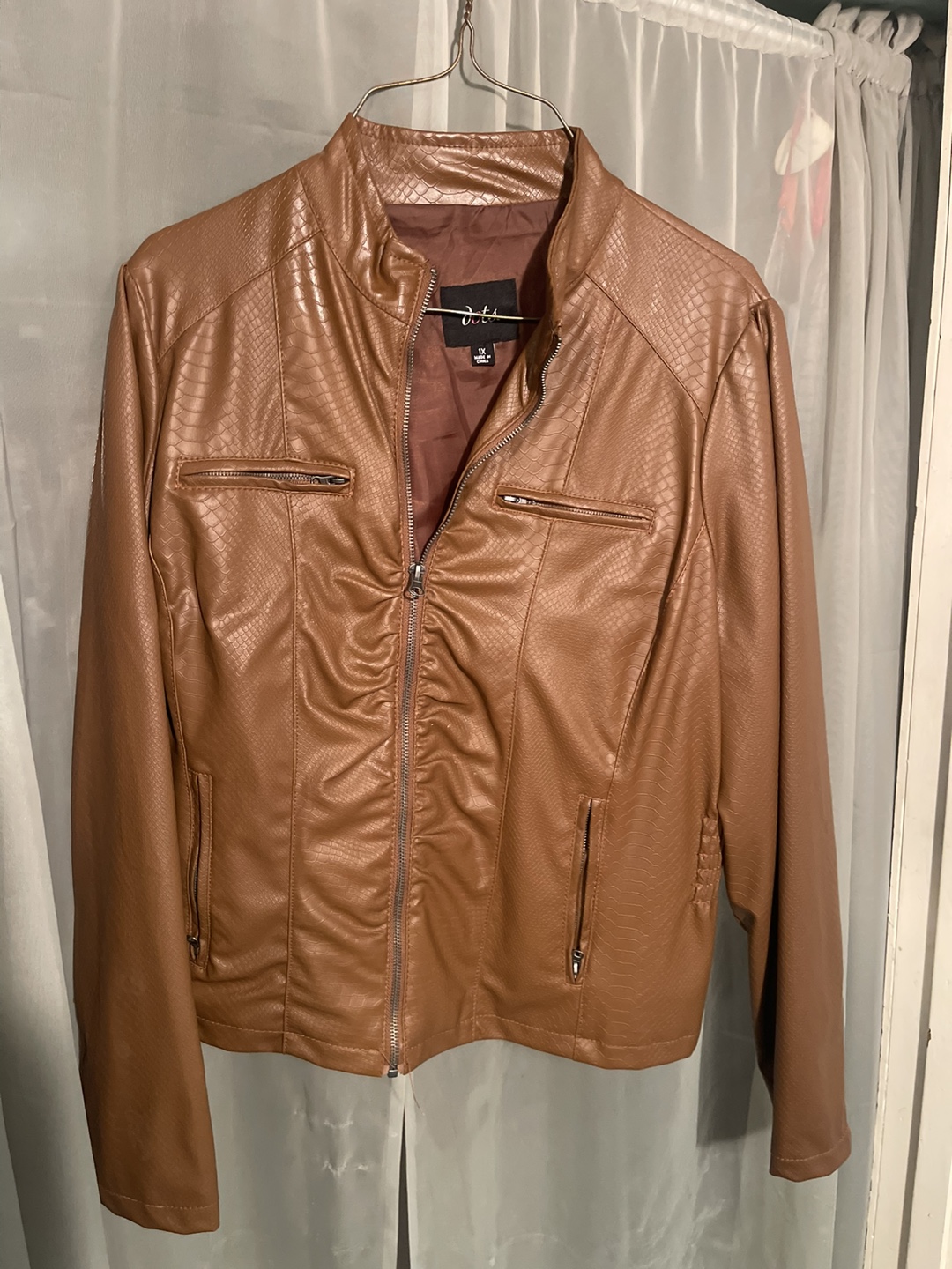 Dots Faux Leather Jacket 1X