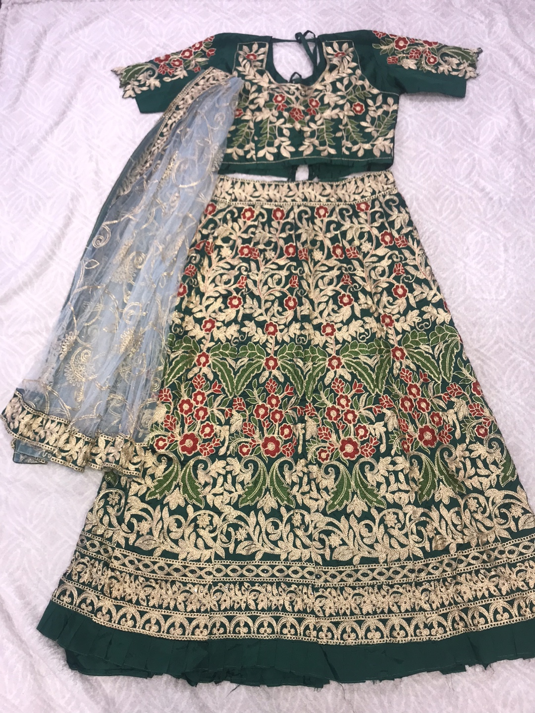 Green Embroidered Lehenga Choli Set - photo 2