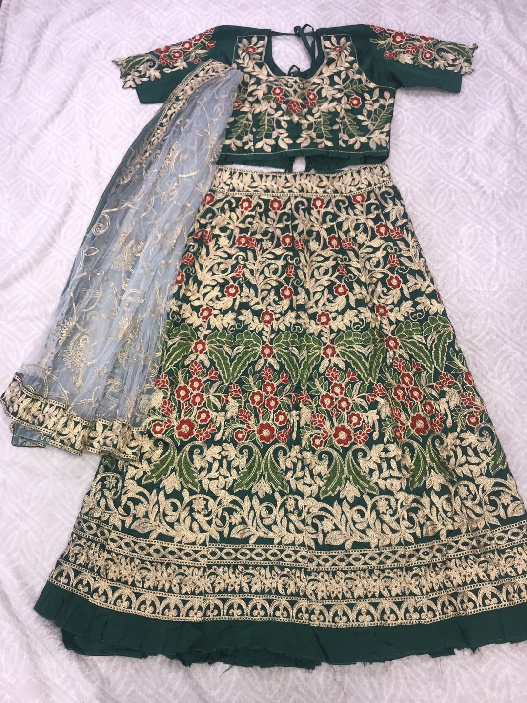 Green Embroidered Lehenga Choli Set