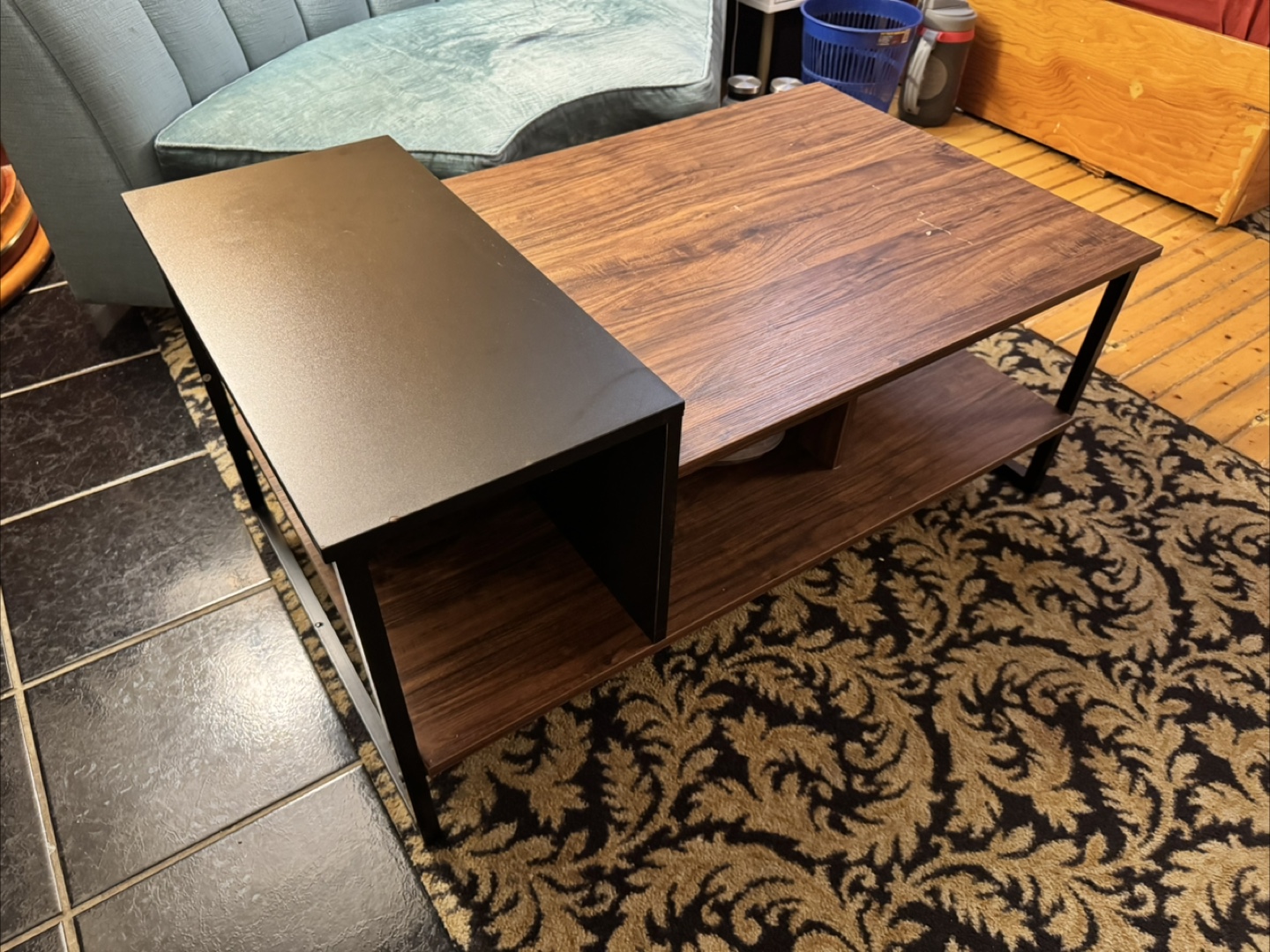 Wood & Black Coffee Table