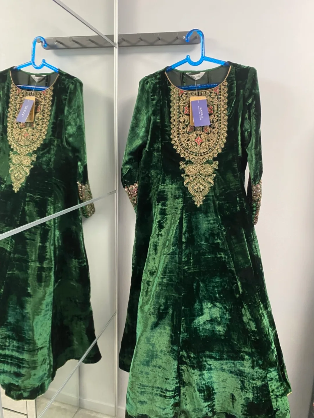 Maria B Green Velvet Dress thumbnail