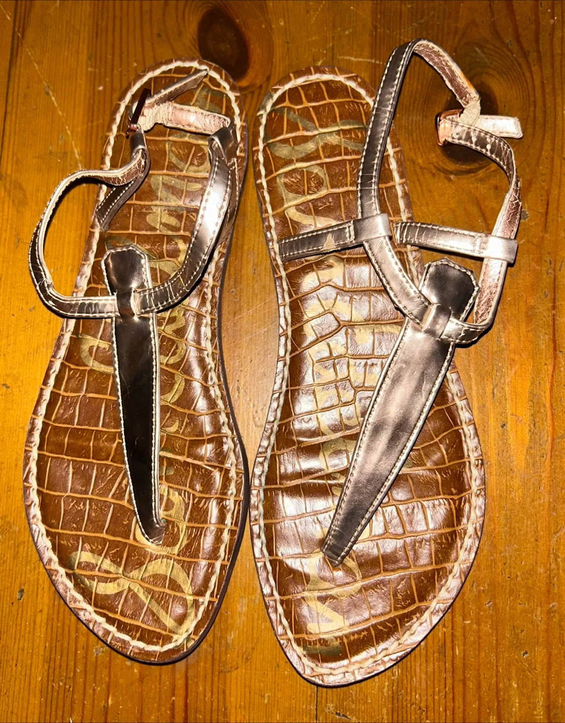 Sam Edelman Rose Gold T-Strap Sandals Size 5 thumbnail