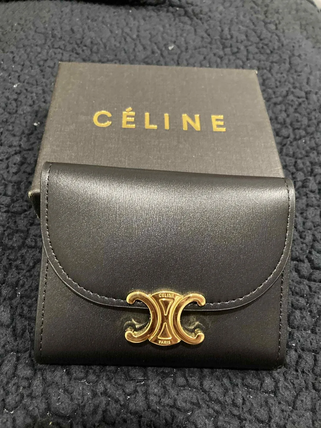 Inspired Celine Black Leather Wallet thumbnail