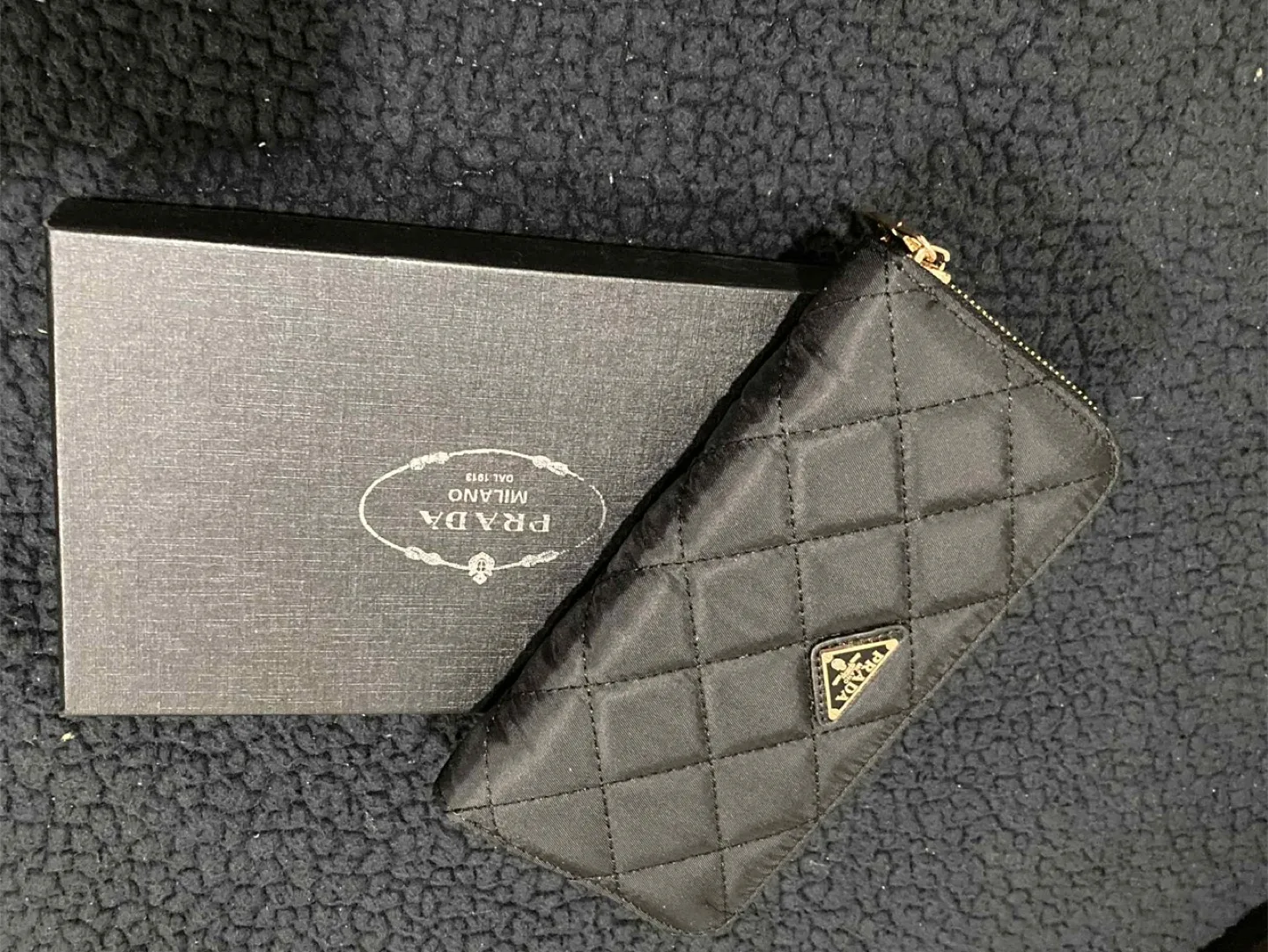 Inspired Prada Black Quilted Wallet with Box thumbnail