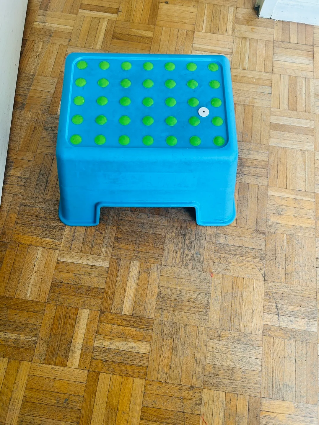 Blue Plastic Step Stool with Green Dots thumbnail