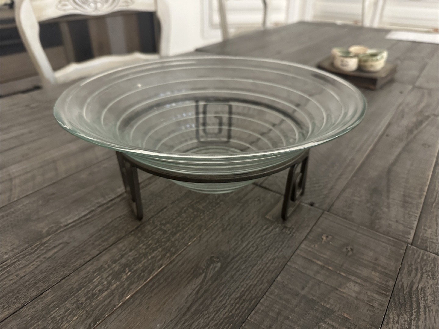 Glass Bowl with Metal Stand - photo 2