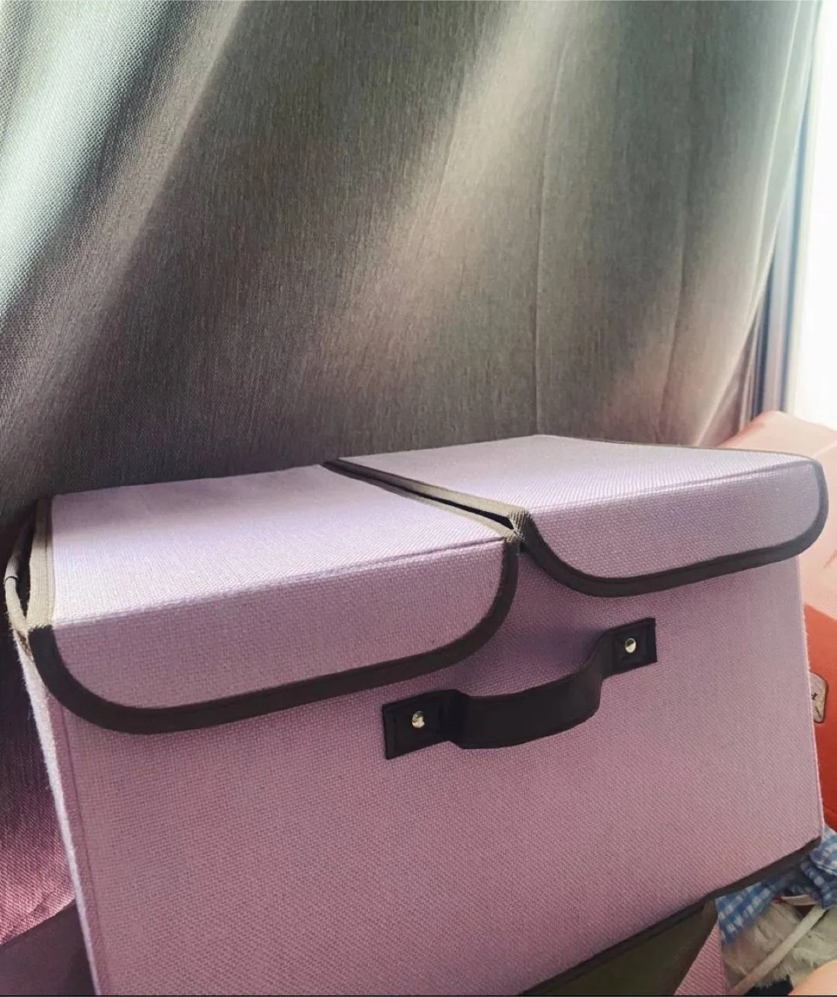 Lilac Fabric Storage Bin with Lid - 4 pcs thumbnail
