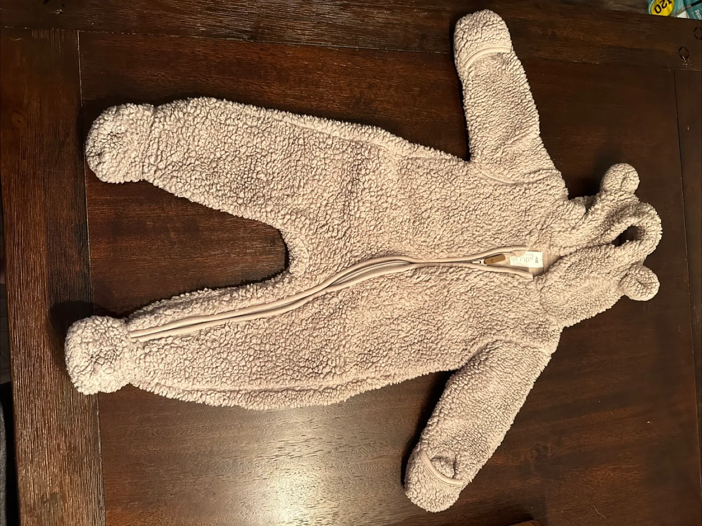 H&M 4-6M Beige Teddy Onesie thumbnail