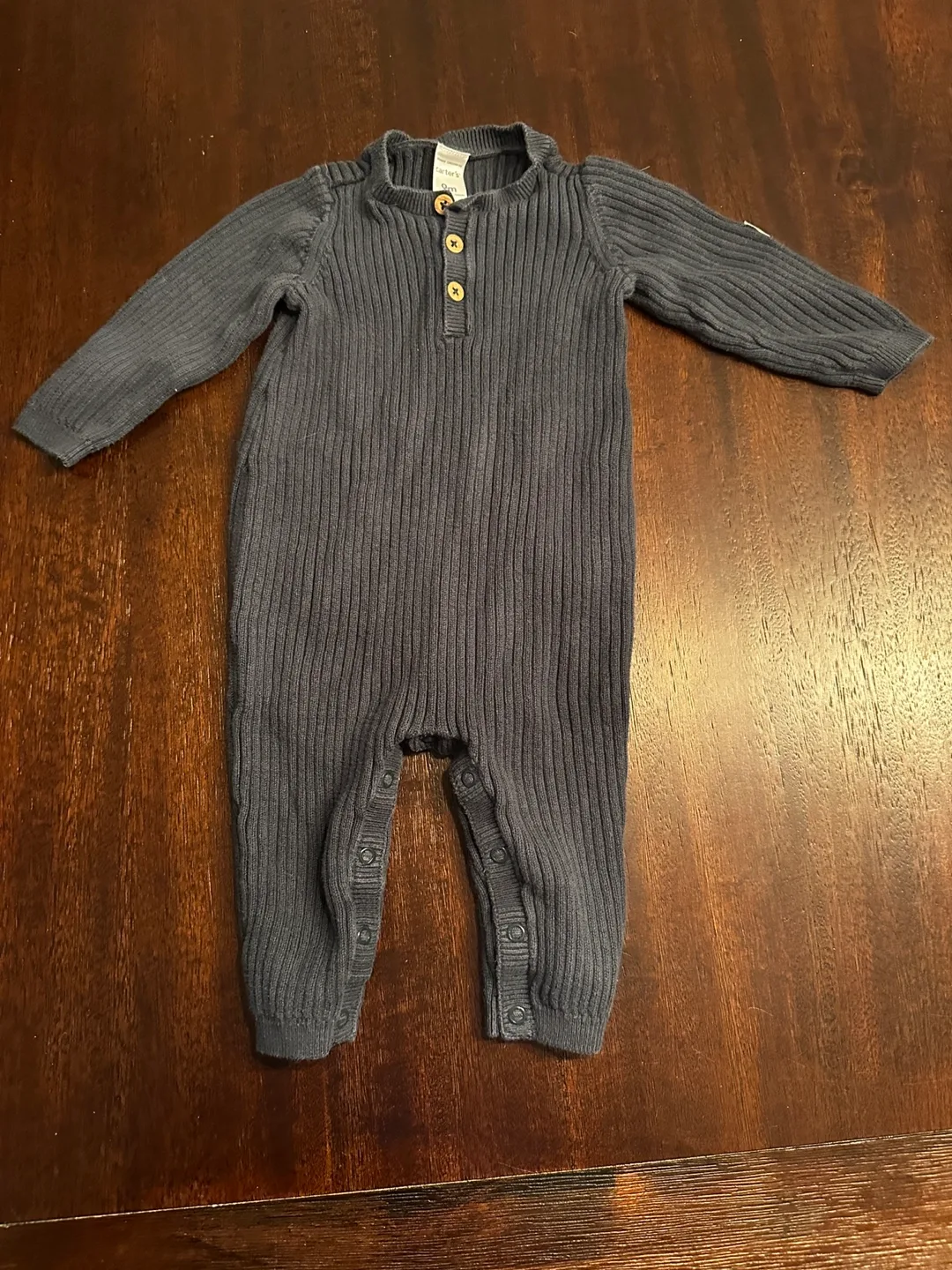 Carter's 9M Grey Ribbed Knit Romper thumbnail
