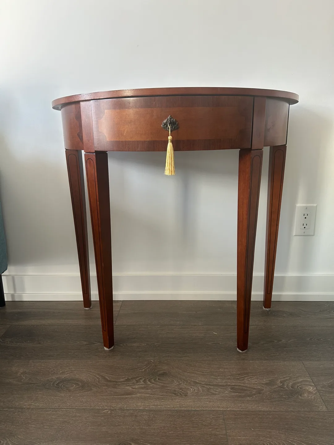 BOMBAY Wood Half-Moon Table with Drawer thumbnail