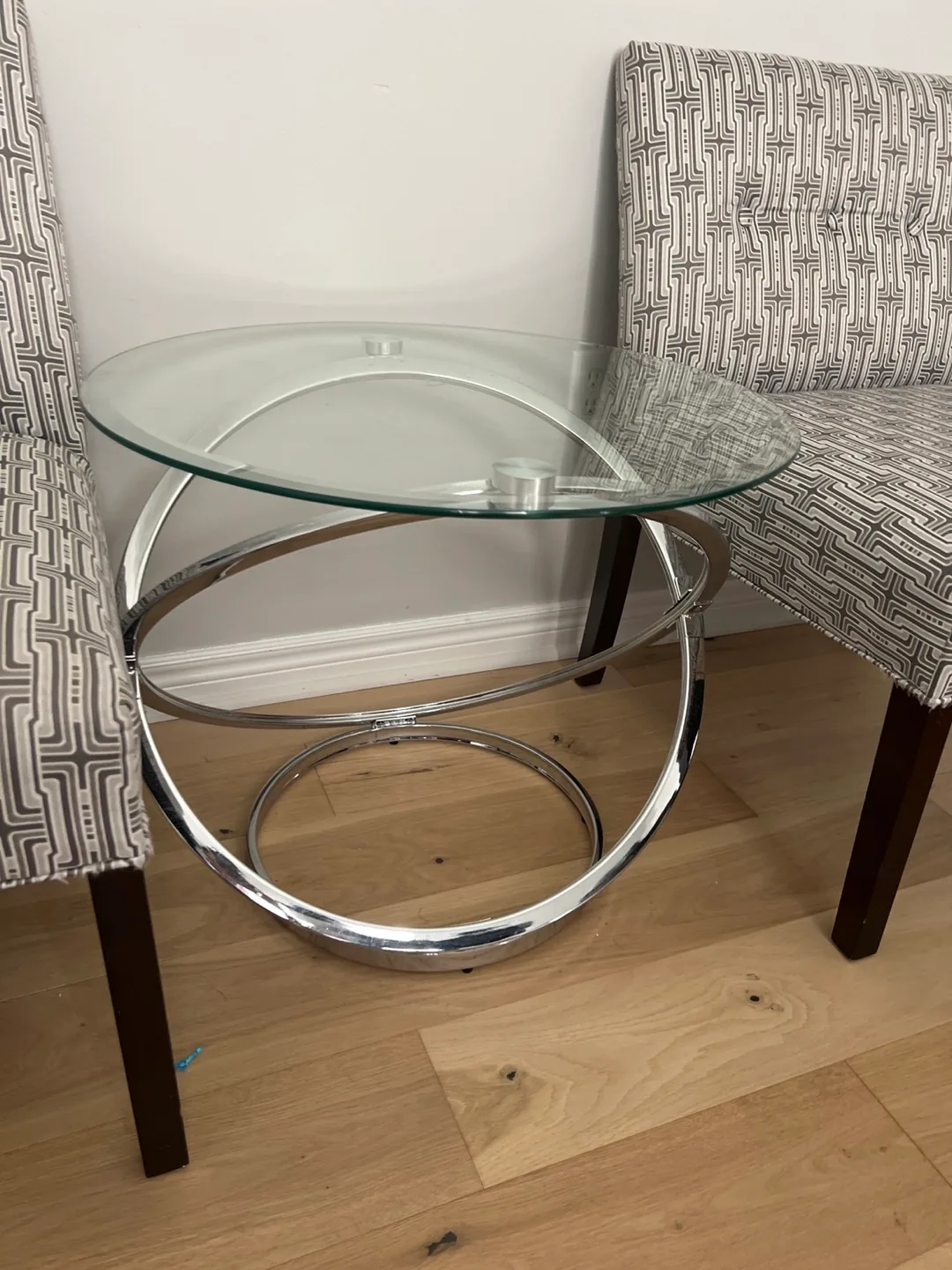 Accent Chairs and Glass Side Table Set thumbnail