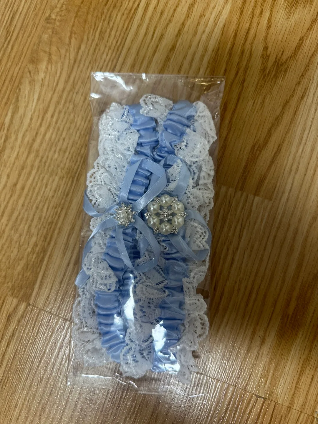 New Blue & White Lace Wedding Garter thumbnail
