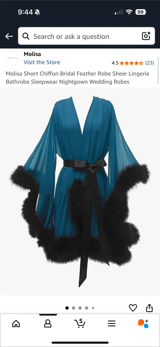 Molisa Chiffon Feather Robe - Teal image indicator(2)