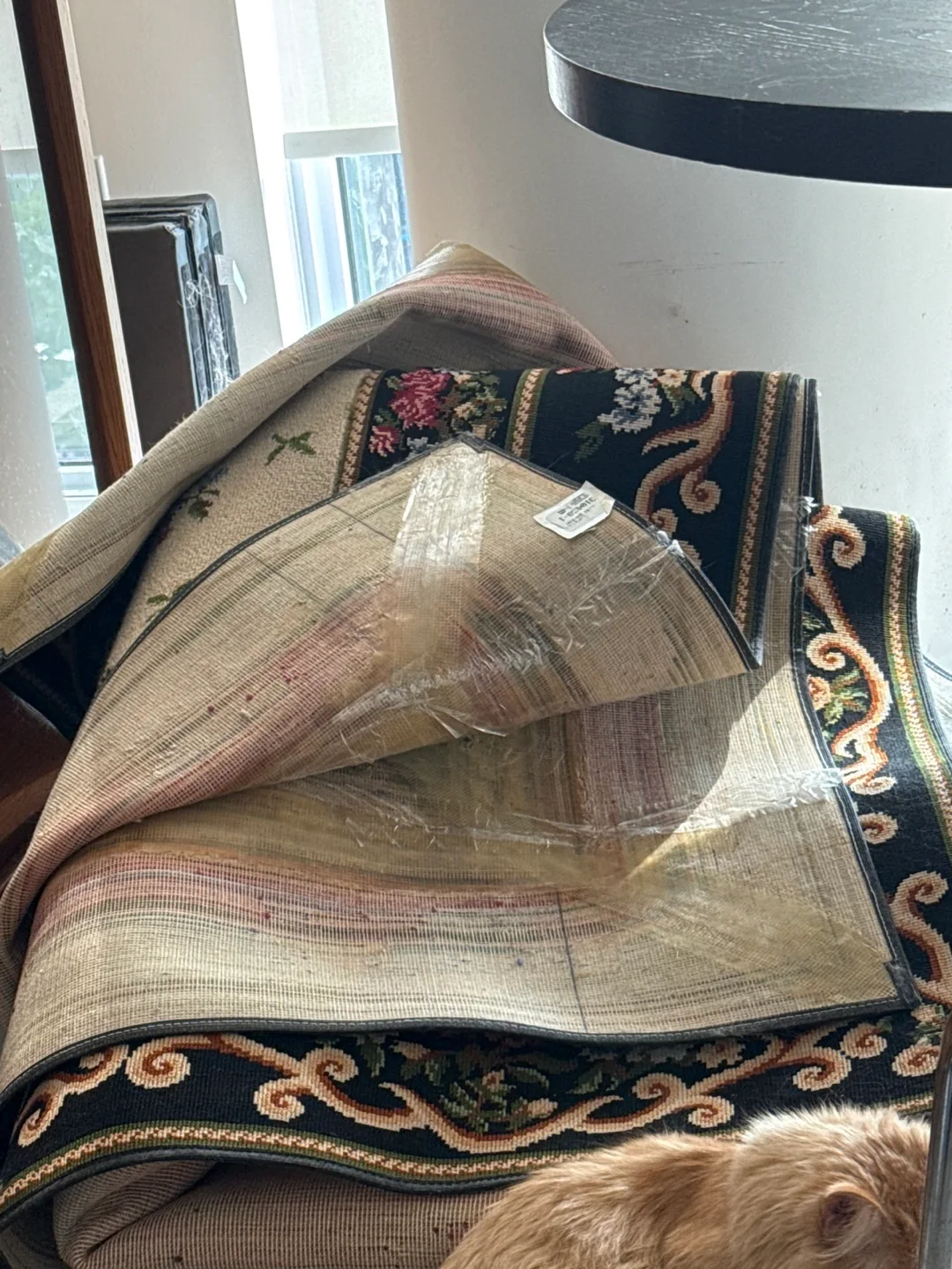 Rolled Rug with Floral Border