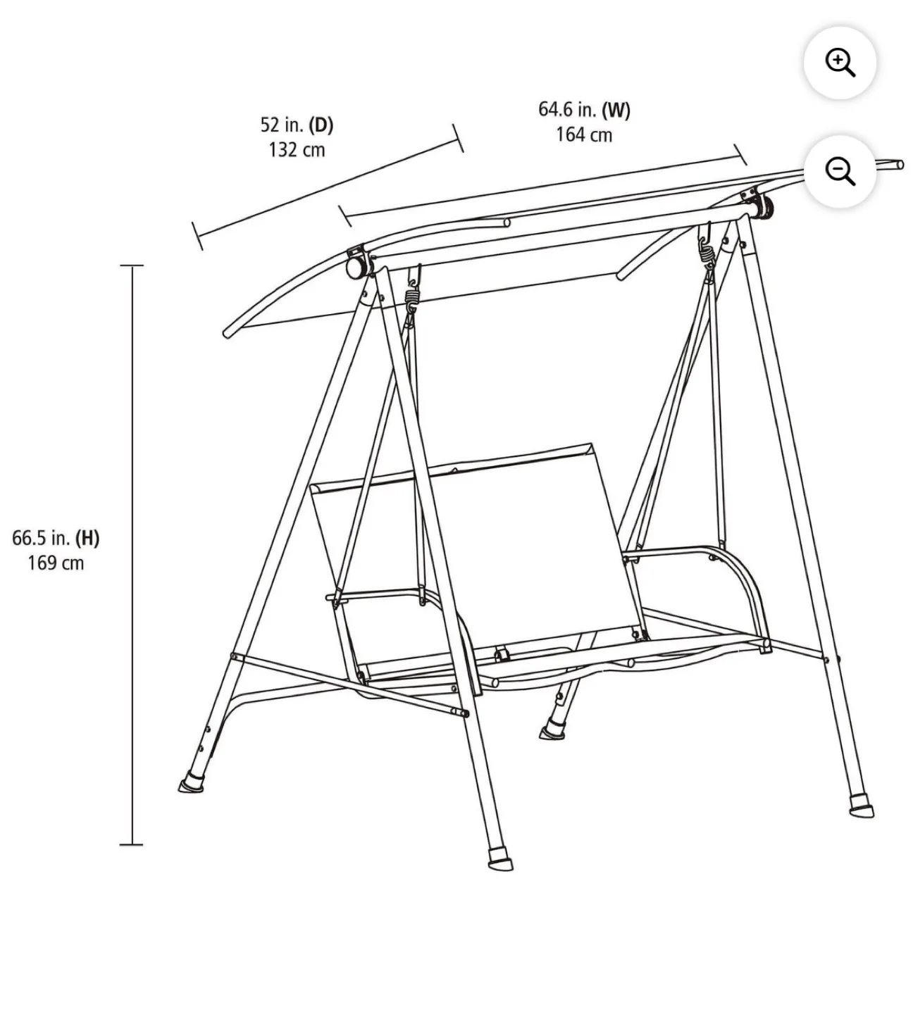 Black Outdoor Swing Chair - Seats Two image indicator(3)