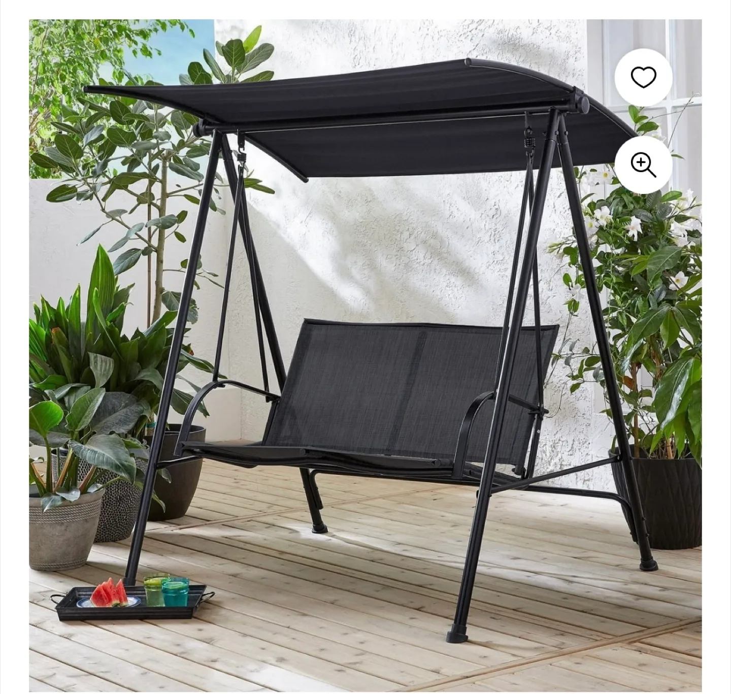 Black Outdoor Swing Chair - Seats Two image indicator(2)