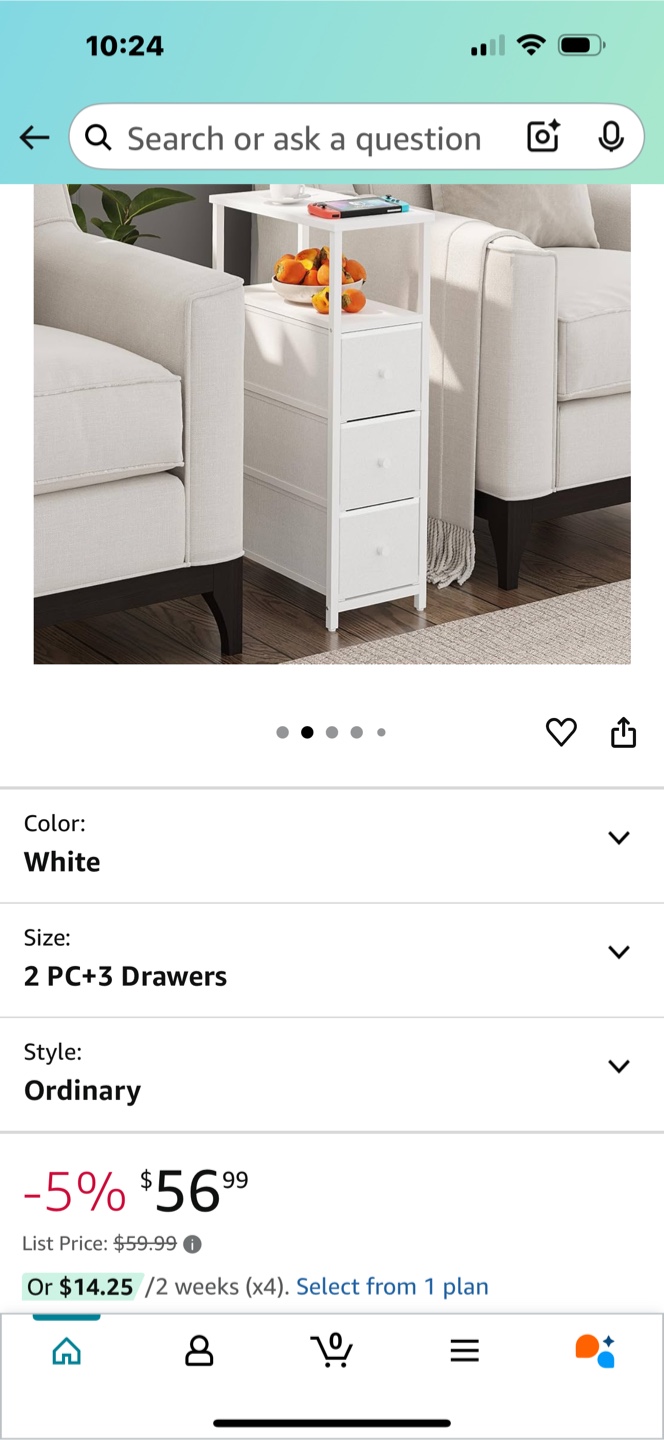 2 slim side tables