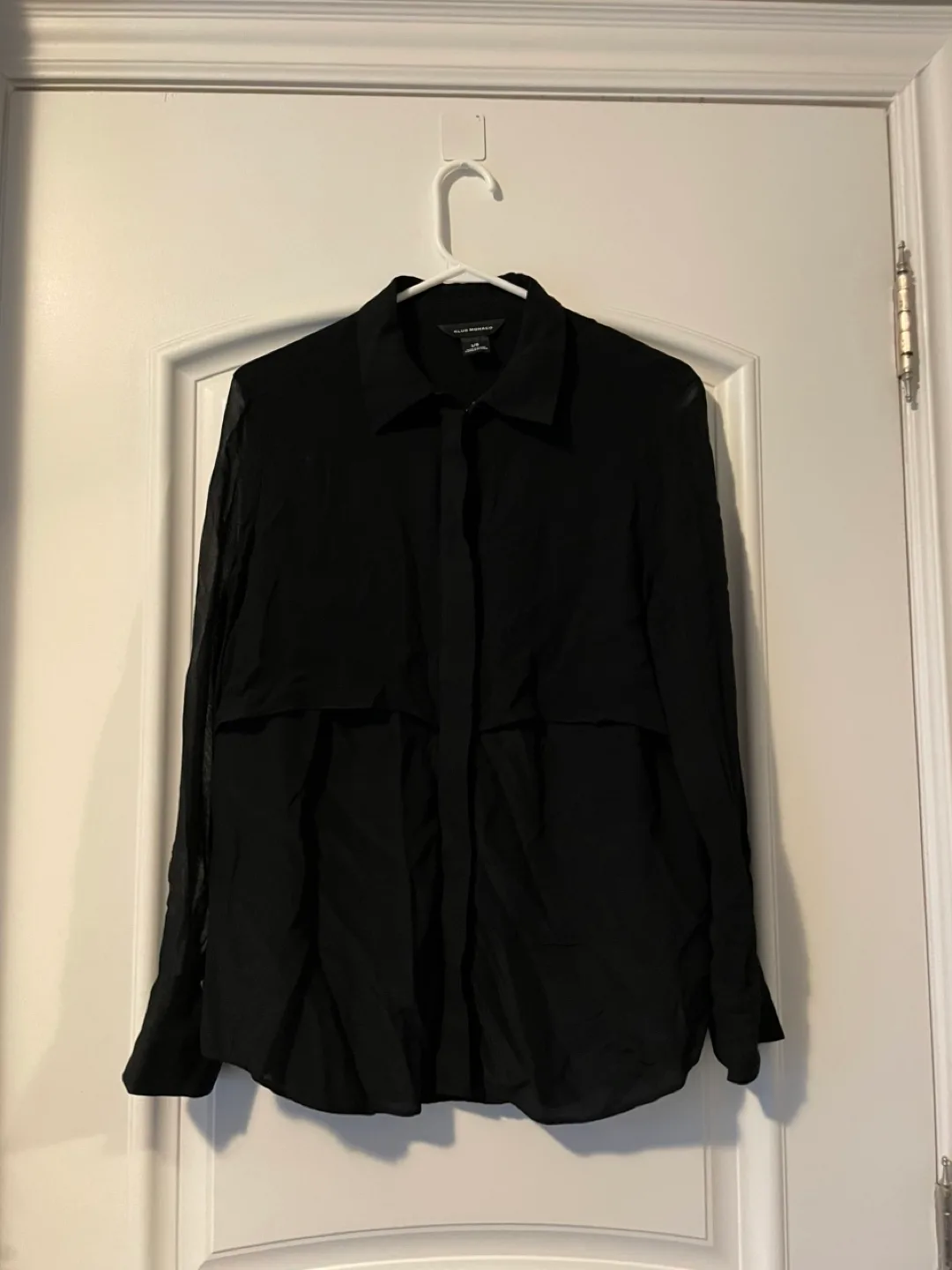 Club Monaco Black Silk Blouse Size L image indicator(4)