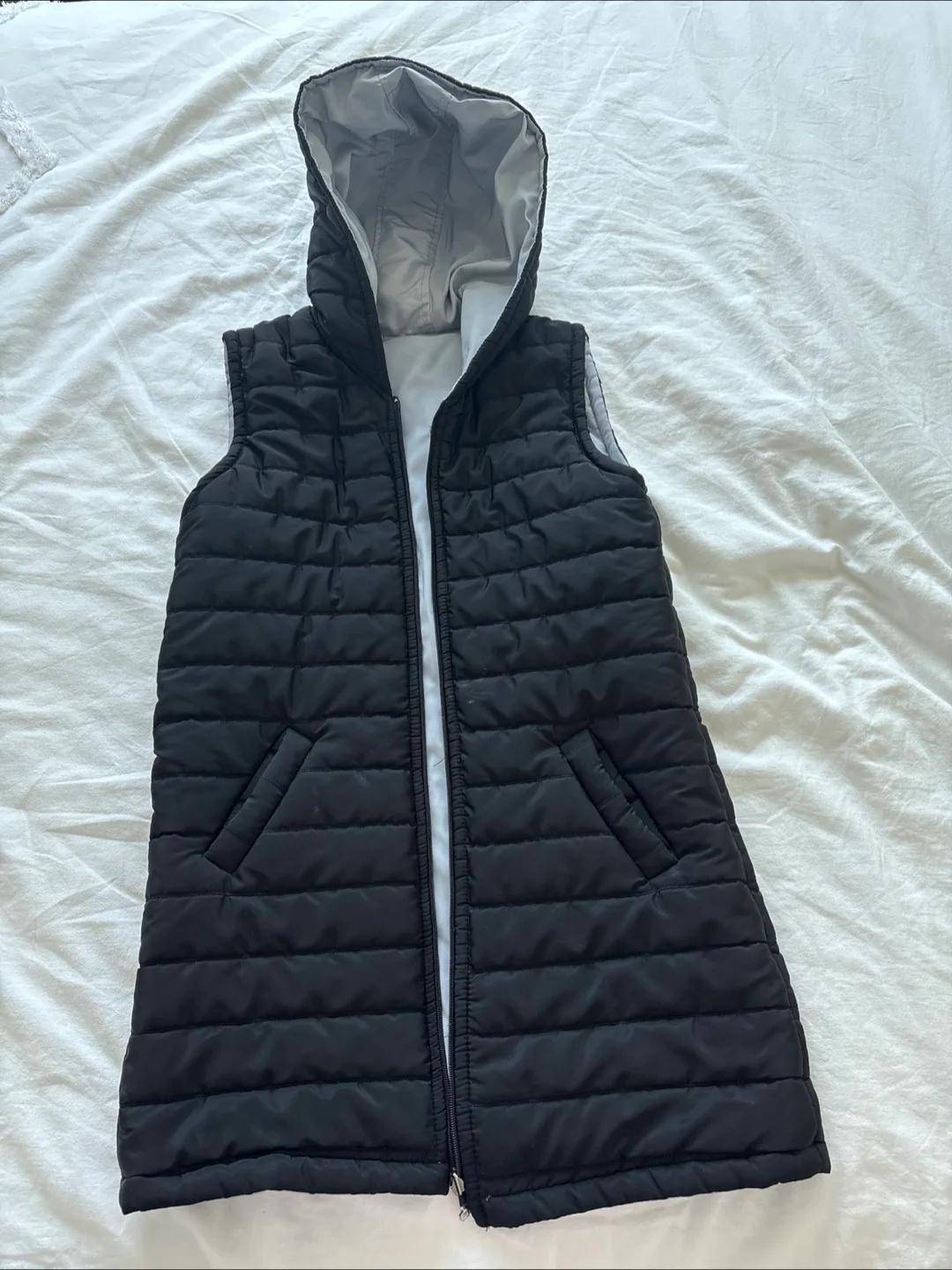 Black Puffer Vest with Hood