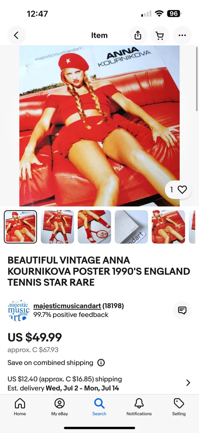 Rare Anna Kournikova 33 x 23” poster image indicator(3)