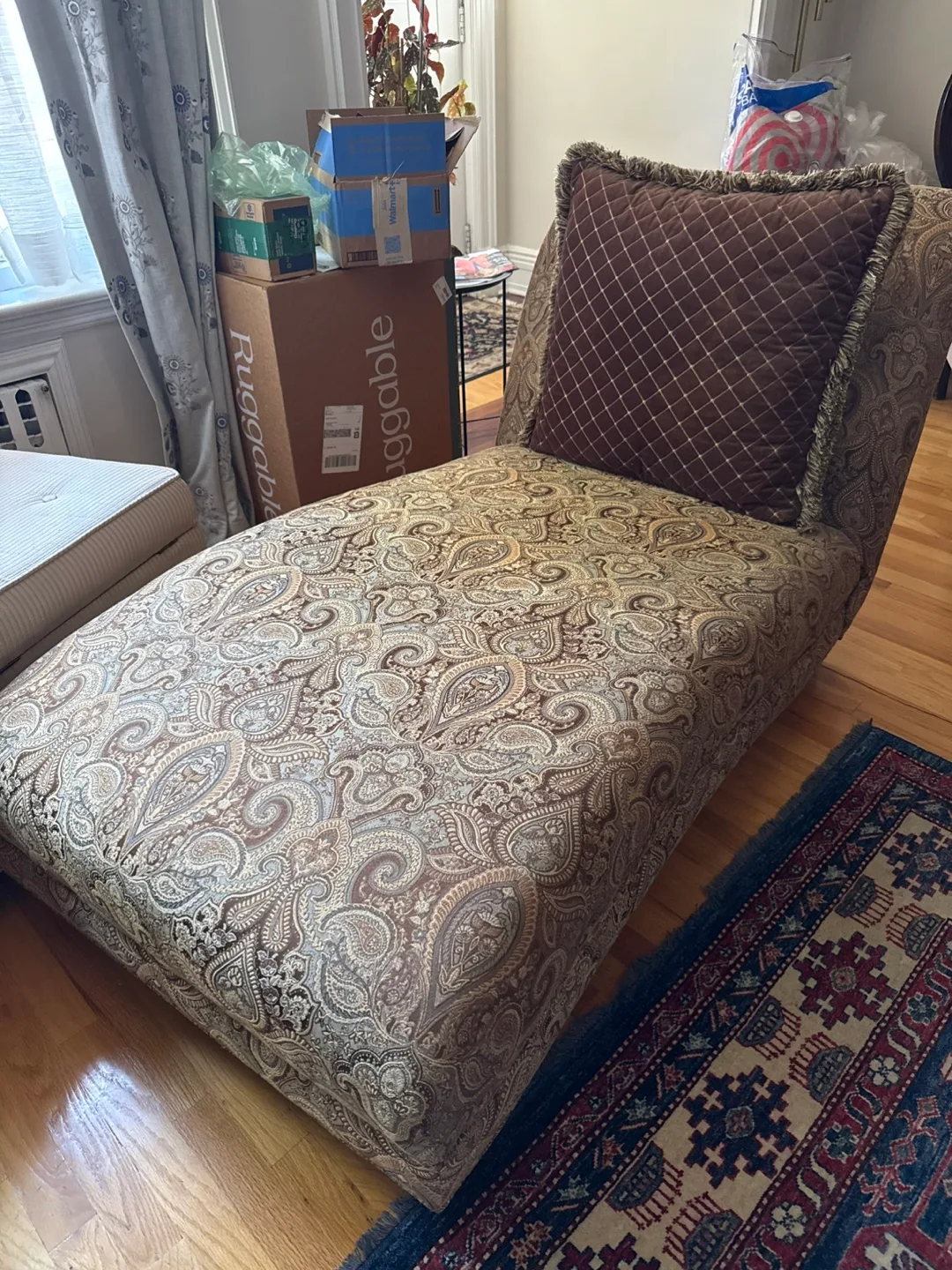 Paisley Chaise Lounge with Brown Cushion thumbnail