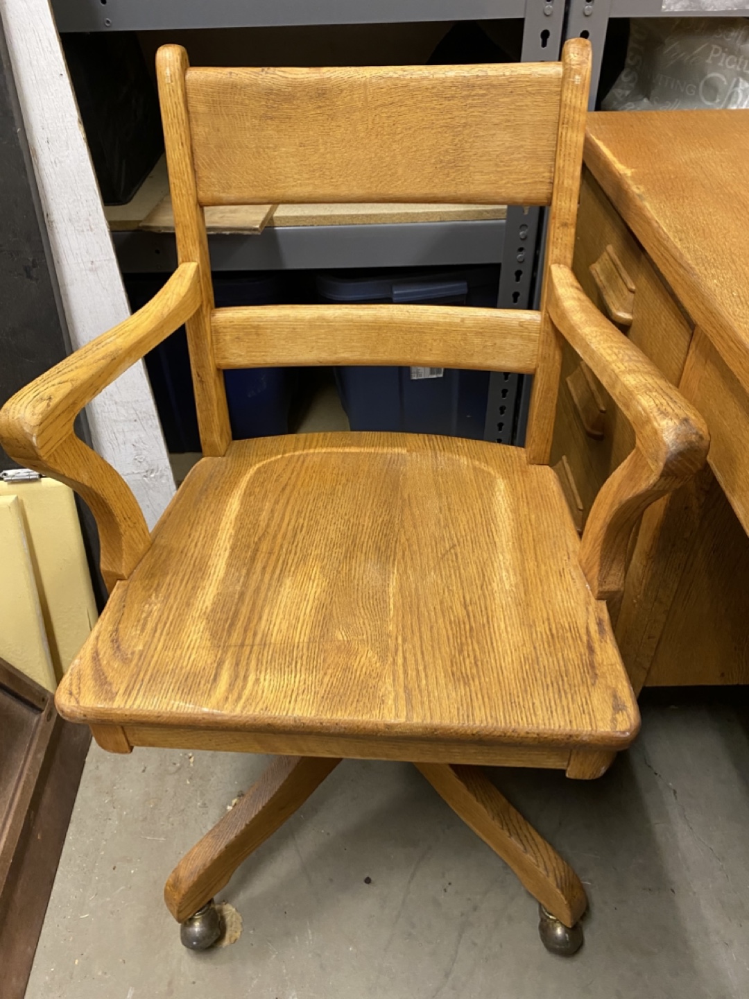 Vintage Oak Desk and Chair Set - photo 3